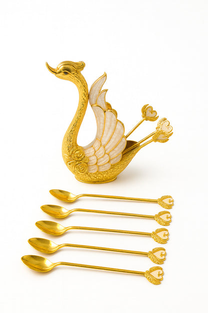 Swan Fruit Forks Holder Set
